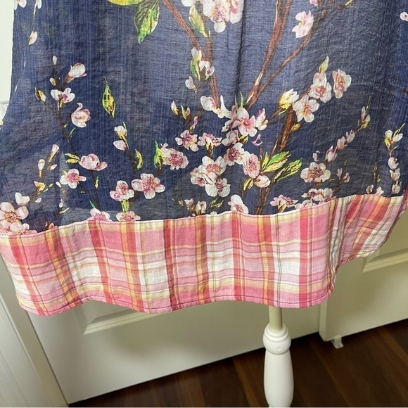 Soft Surroundings Adele Cherry Blossom Tunic Top V-Neck Long Sleeve Navy Blue - Picture 9 of 17